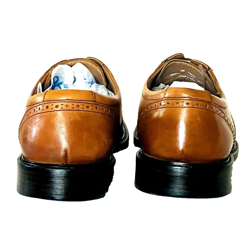 Johnston Murphy Wingtip Shoes 1862 Brogue 11.5 Mens Derby Tan Brown India Preppy